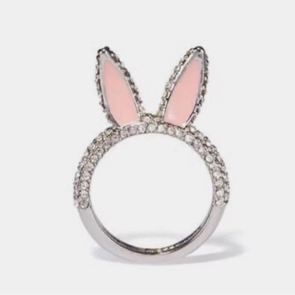 Kate Spade Magic Rabbit Crystal Pink Bunny Ear Party Ring in Size 8